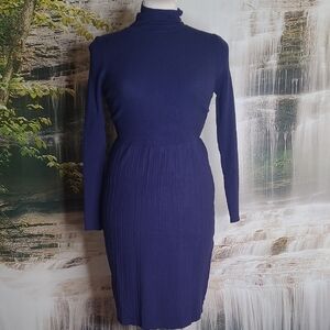 New with tags! Clearlove Womens Medium Navy Blue Turtleneck Ribbed Knit Dress
